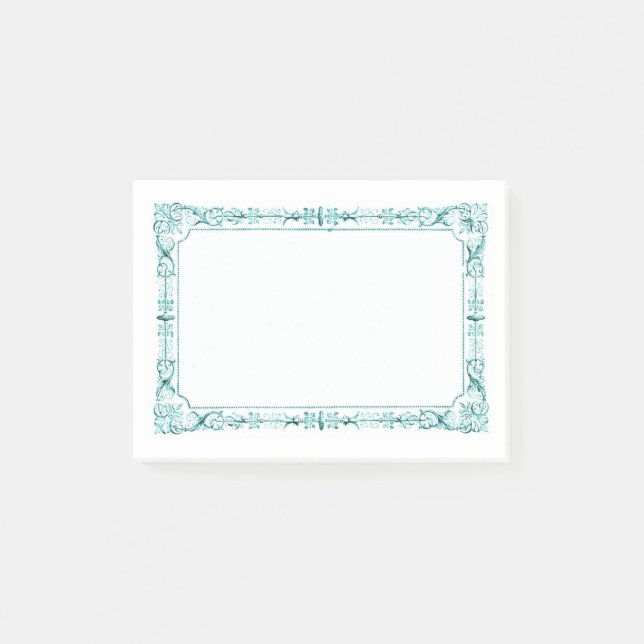 Aqua Green Fancy Frame Post-it Notes (Front)