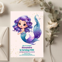 Aqua Green Gold Little Mermaid Birthday