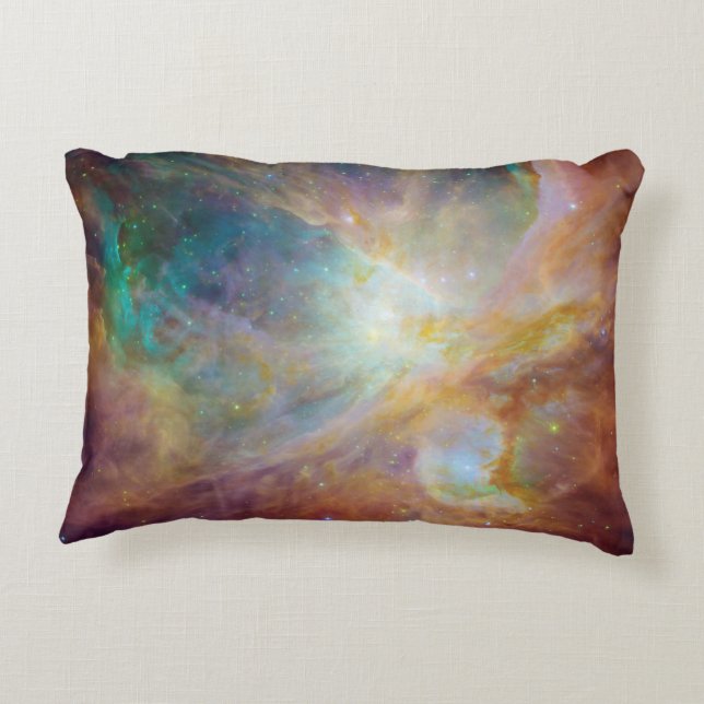 Aqua Green Orion Nebula Decorative Cushion (Back)