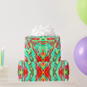 Aqua Green Party Pattern Wrapping Paper
