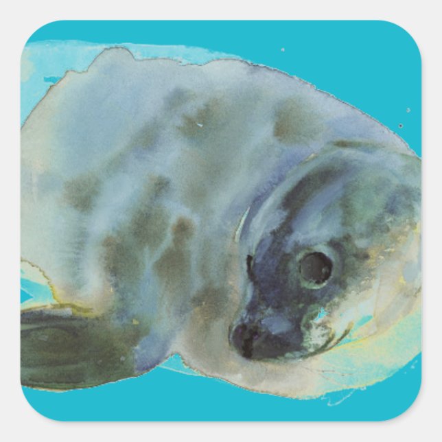 Aqua Green Square Sticker (Front)