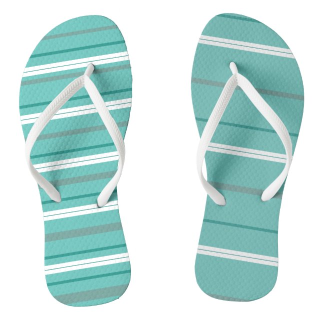 Aqua Green Stripes Jandals (Footbed)