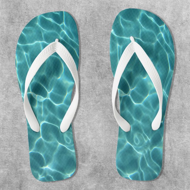 Aqua Green Swimming Pool Photo Jandals (Aqua Teal Swimming Pool Water Photo Flip Flops)