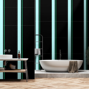 Aqua + Green  Vertical Stripe Black   Wallpaper