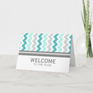 Aqua Grey Chevron Employee Welcome to the Team Card