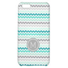 Aqua Grey Chevron Monogram iPhone 5c