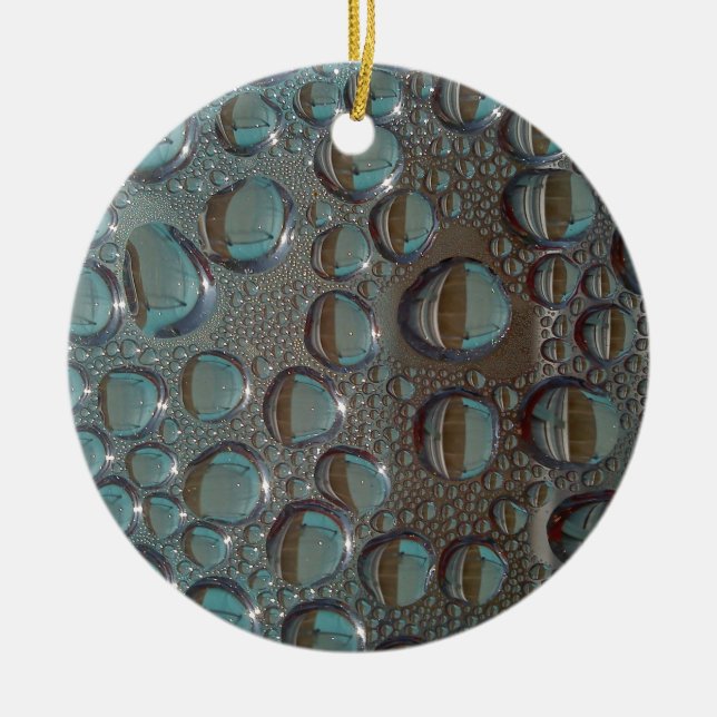 Aqua Grey Funky Waterdroplet pack Ceramic Tree Decoration (Front)