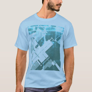 Aqua Grey-Green Diagonal MCM-inspired Abstract T-Shirt