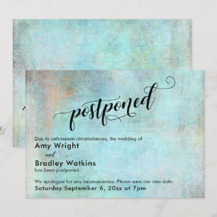 Aqua Grunge Update Postponed Wedding Announcement