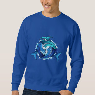 Aqua Harmony: Intertwined Fish Trinity Sweatshirt