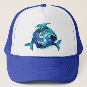 Aqua Harmony: Intertwined Fish Trinity Trucker Hat