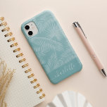 Aqua Haze Tropical Botanical Palm Leaves Pattern iPhone 13 Case<br><div class="desc">Catch some summer vibes with this trendy island inspired tropical botanical pattern featuring sheer palm frond silhouettes on a dusty aqua background. This cool, modern jungle pattern with lush white foliage, palm tree leaves and tropical greenery is the perfect way to complete your summer look. Personalise with a name or...</div>