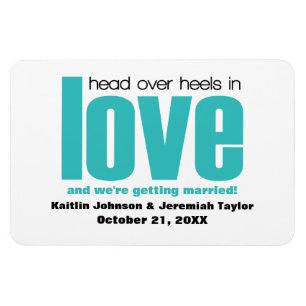 Aqua Head Over Heels Save the Date Magnet