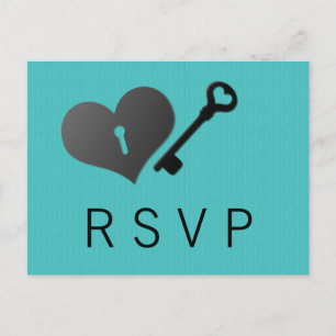 Aqua Heart Lock and Key Response Card
