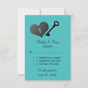 Aqua Heart Lock and Key Response Card