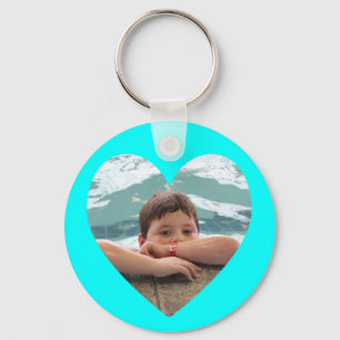 Aqua Heart Photo Template Key Ring
