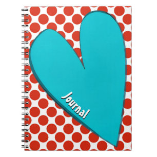 Aqua Heart Retro Art Personal Journal Notebook