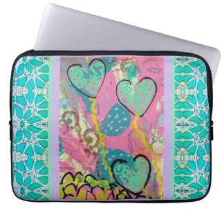Aqua Hearts Laptop Sleeve