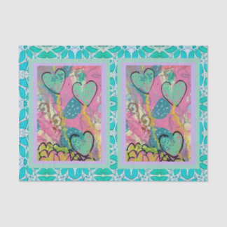 Aqua Hearts Tissue Paper