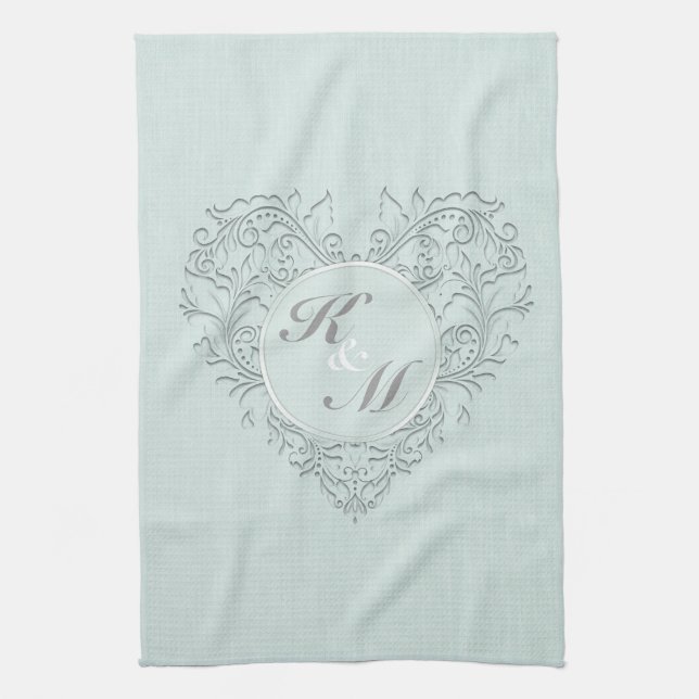 Aqua HeartyChic Tea Towel (Vertical)