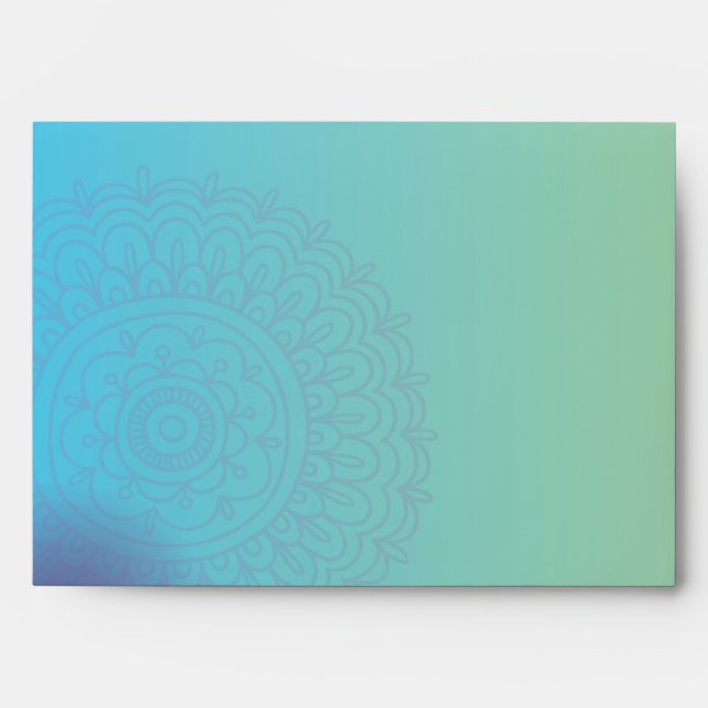 Aqua HEMSA HAND of GOD Bat Mitzvah Invitation Envelope (Front)