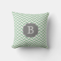 Aqua Herringbone Chevron Pattern with Monogram