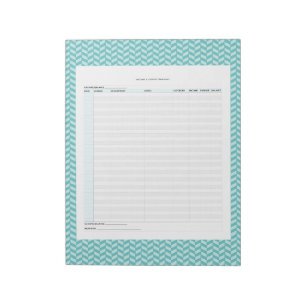 Aqua Herringbone Income & Expense Tracker Notepad