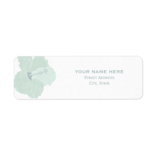Aqua Hibiscus Tropical Wedding Address Label