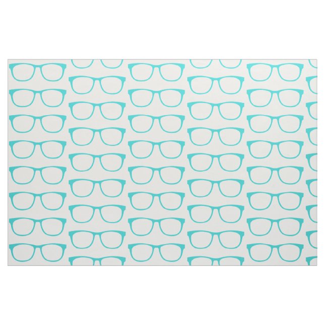 Aqua Hipster Geek Glasses Fabric (Fat Quarter)
