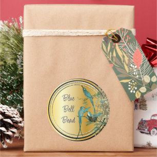 Aqua Hummingbird Swirl Classic Round Sticker