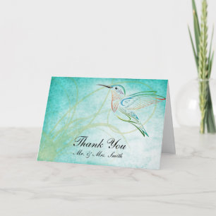 Aqua Hummingbird Watercolor Thank You card