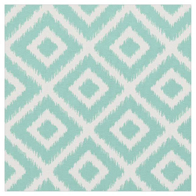 Aqua Ikat Diamonds Fabric (Close Up)