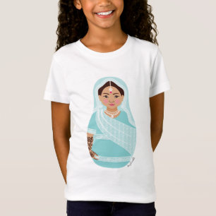 Aqua Indian Matryoshka Girls' T-Shirt