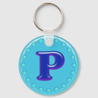 Aqua Initial P Key Ring