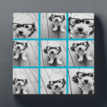 Aqua Instagram Photo Collage with 9 square photos Plaque<br><div class="desc">Use your photos without frames to create your own piece of art! Add your favorite pictures and snapshots to this strip for a fun memory keeper. An artistic way to display your best photo sharing pics.</div>