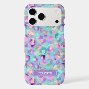Aqua Iridescent Leopard Print Monogrammed