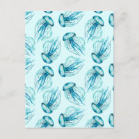 Aqua Jellyfish Watercolor Pattern