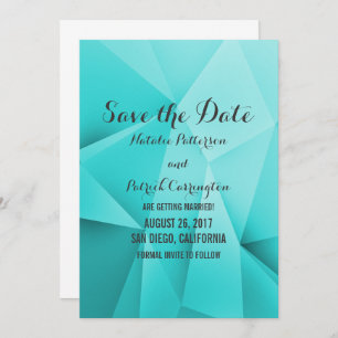 Aqua Jewel Tones Save the Date Invite