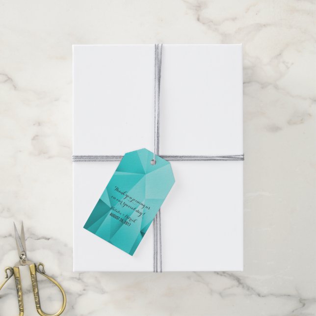 Aqua Jewel Tones Wedding Gift Tags (With Twine)