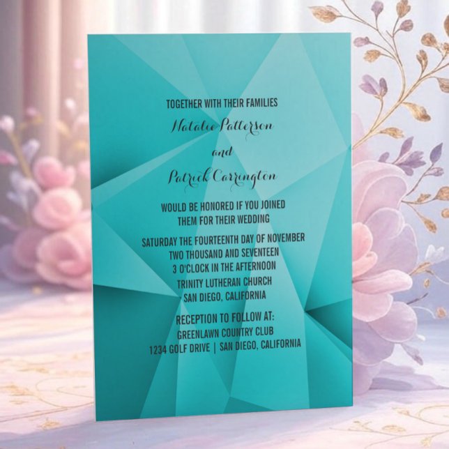 Aqua Jewel Tones Wedding Invitation (Aqua Jewel Tones Wedding Invitation)