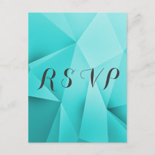 Aqua Jewel Tones Wedding RSVP Postcard