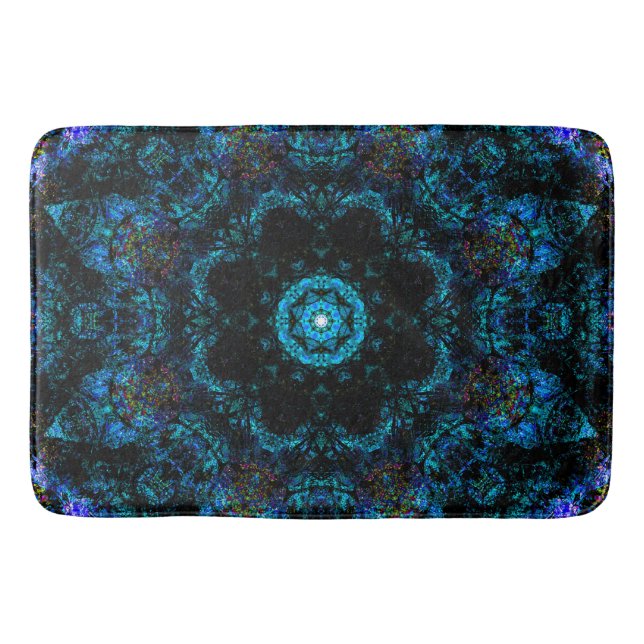 Aqua Kaleidoscope Effect,   Bath Mat (Front)