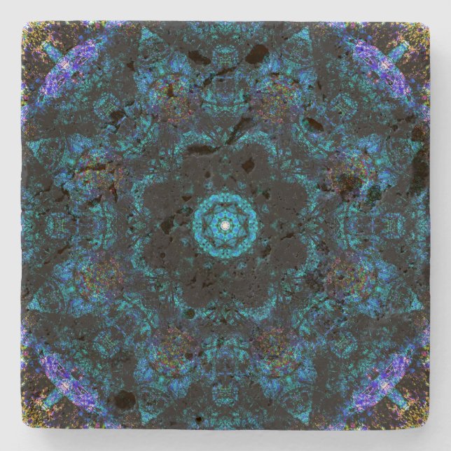 Aqua Kaleidoscope Effect,  Stone Coaster (Front)