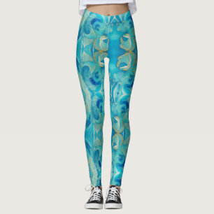 Aqua Kasih Swirls  Leggings