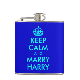 Aqua Keep Calm and Marry Harry Hip Flask