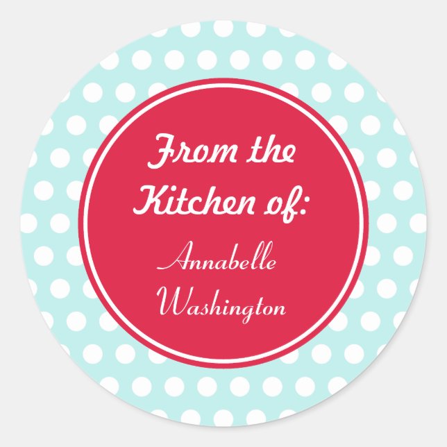 Aqua Kitchen Baking Gift Tags Stickers (Front)