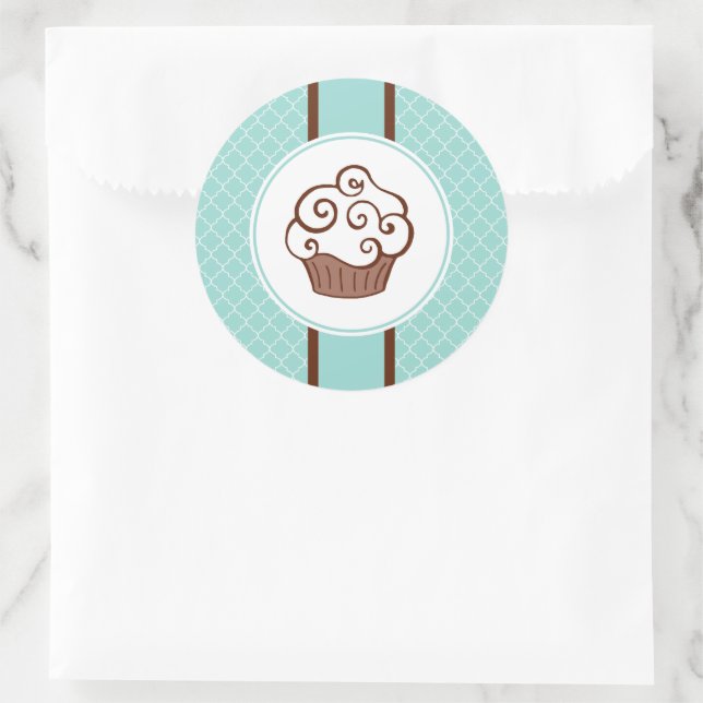 Aqua Lace Cupcake Stickers (Bag)