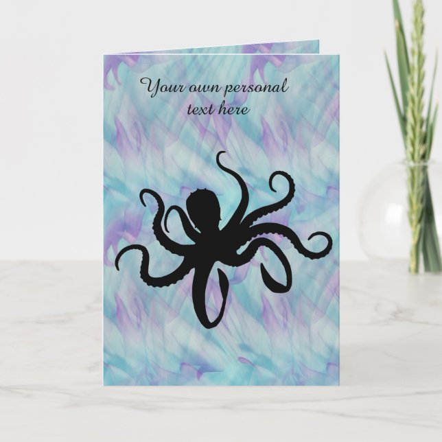 Aqua Lavender Octopus Any Occasion Greeting Card (Front)