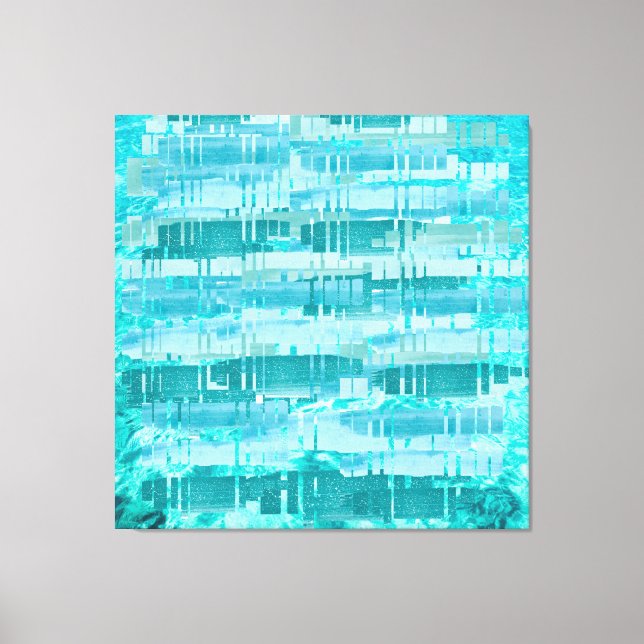 Aqua Layered Ocean Abstract – Modern Turquoise  Canvas Print (Front)