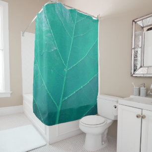 Aqua Leaf Shower Curtain
